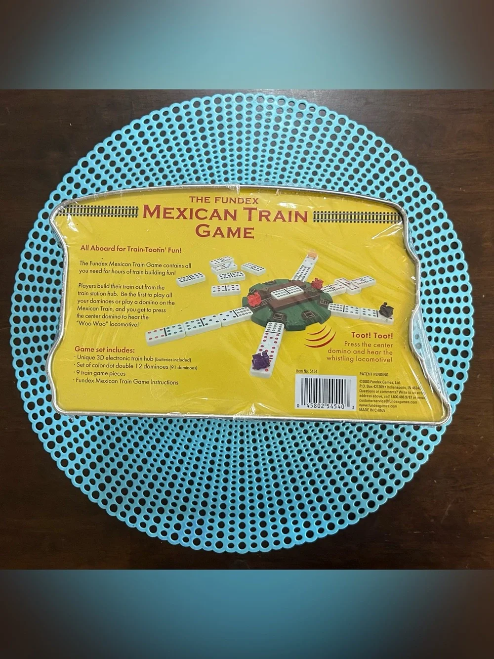 Mexican Train Dominoes Game, SEALED Fundex 2003 Metal Locomotive Tin, NEW